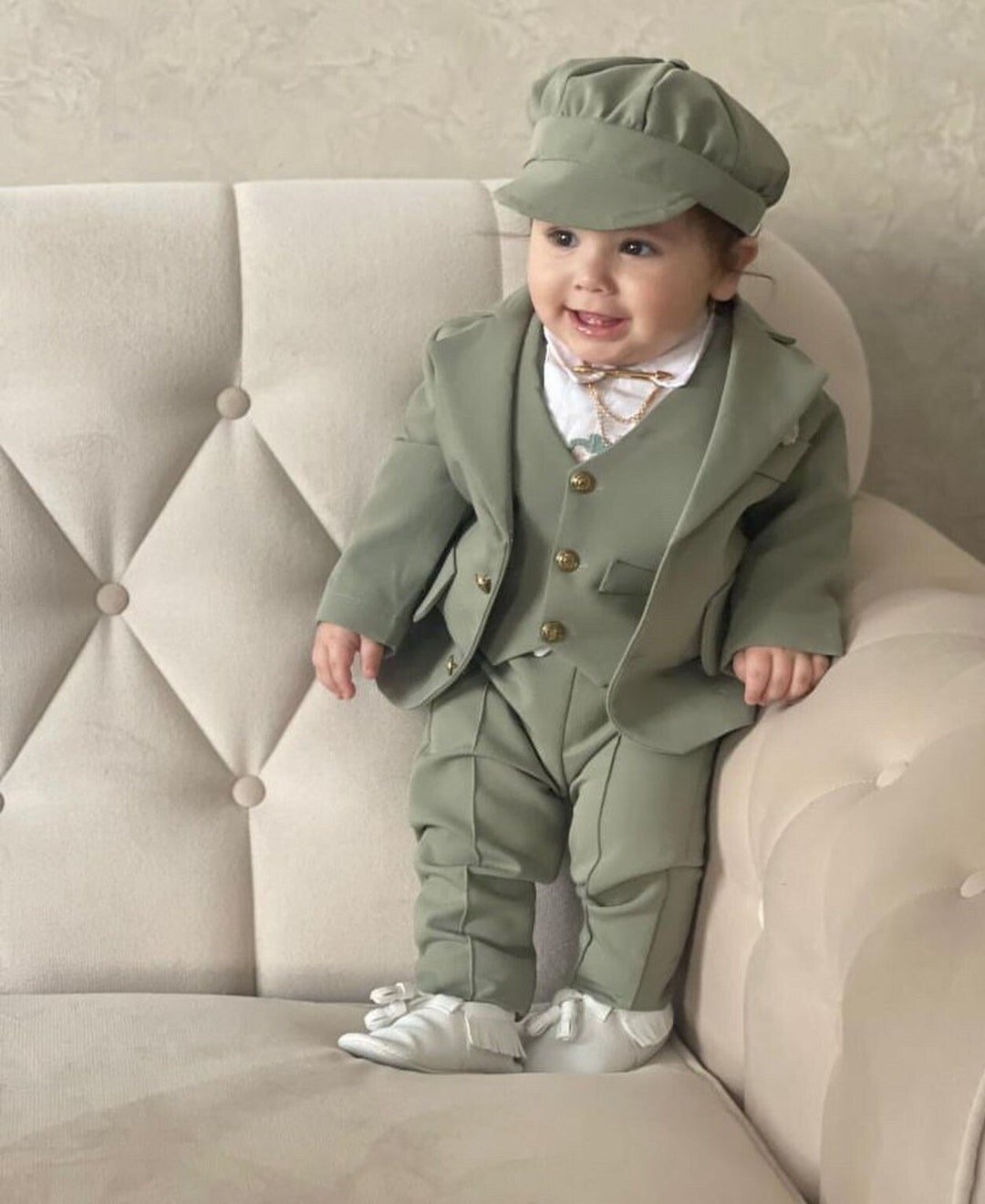 Sage Green Baby Boy Birthday Outfit, Toddler Birthday Outfit Set, Ring ...