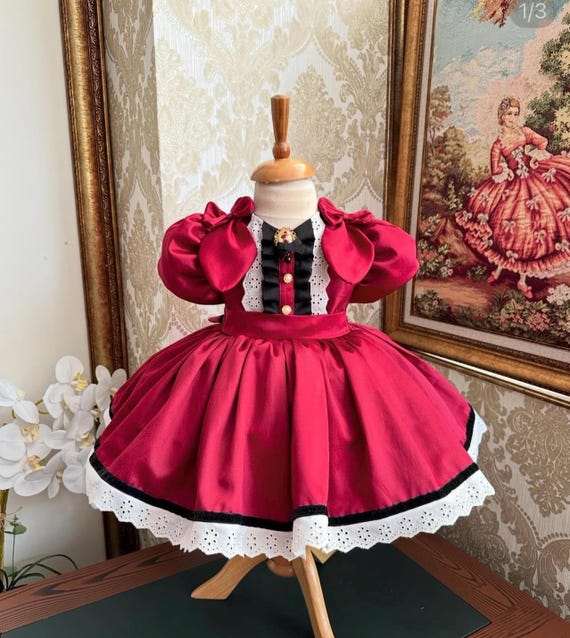 Party Wear Maroon Frock For Baby Birthday Dress Maroon Baby
