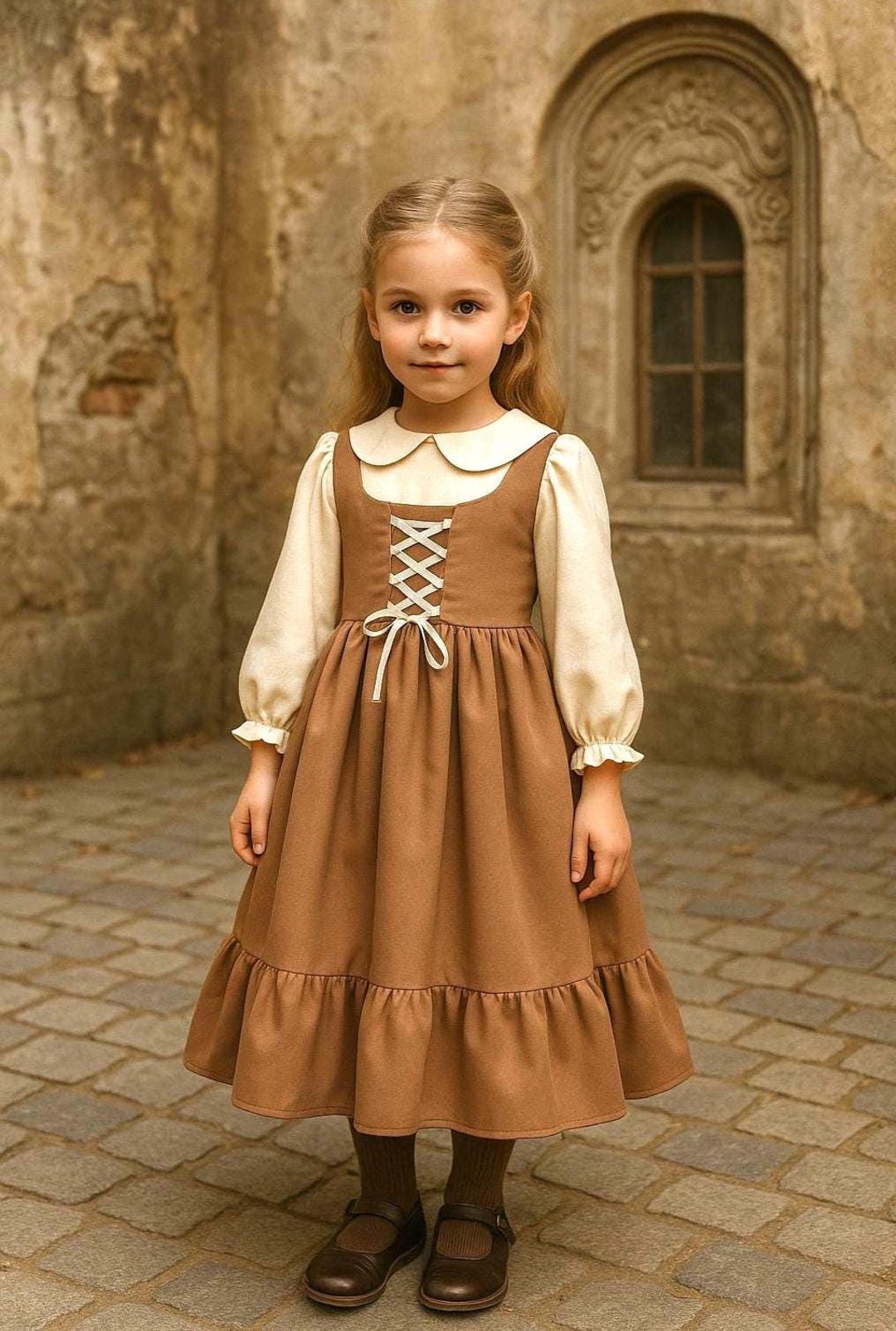 brown dress costumes Girls Vintage Style Dress, Kids Retro Style Long Dress, Girls Halloween Costume, Kids Halloween Navy Blue Mother of colorgrp-36699 Details This costume starts Black/silver:Size 16