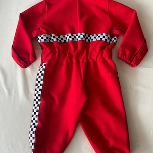 Personalized Baby Toddler Racer Jumpsuit Kids Baby Racer Costume kids driver racing suit custom name red racing suit toddler birthday costum image 3