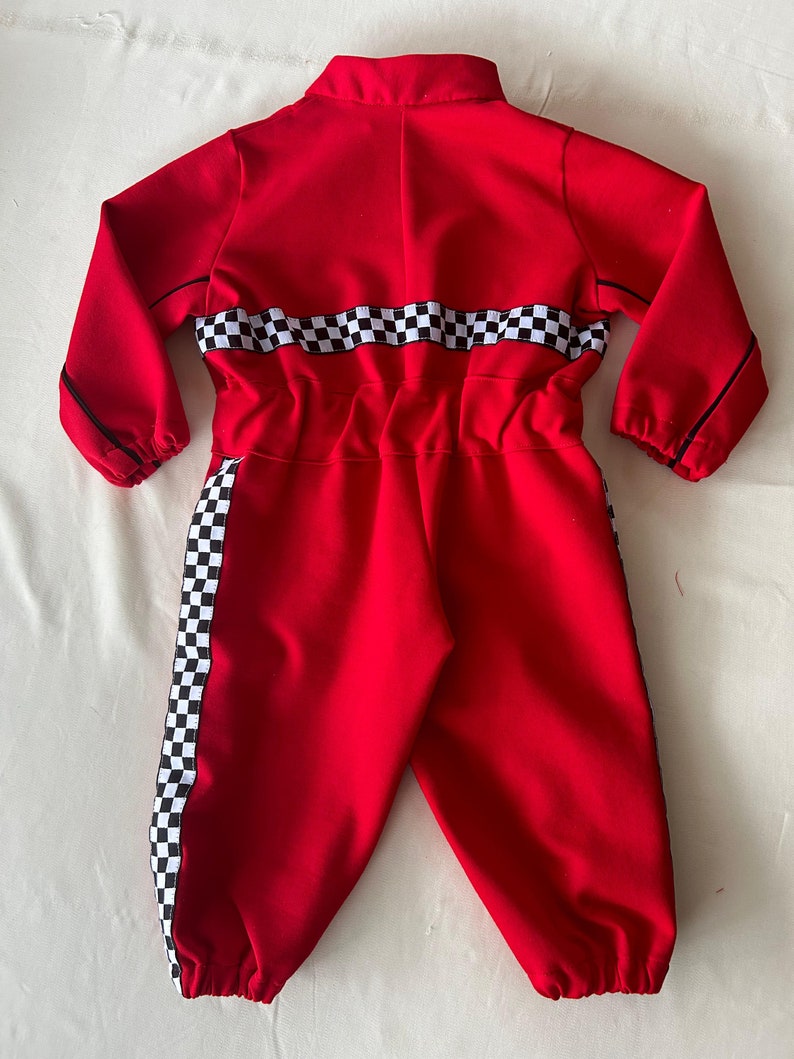 Personalized Baby Toddler Racer Jumpsuit Kids Baby Racer Costume kids driver racing suit custom name red racing suit toddler birthday costum image 3