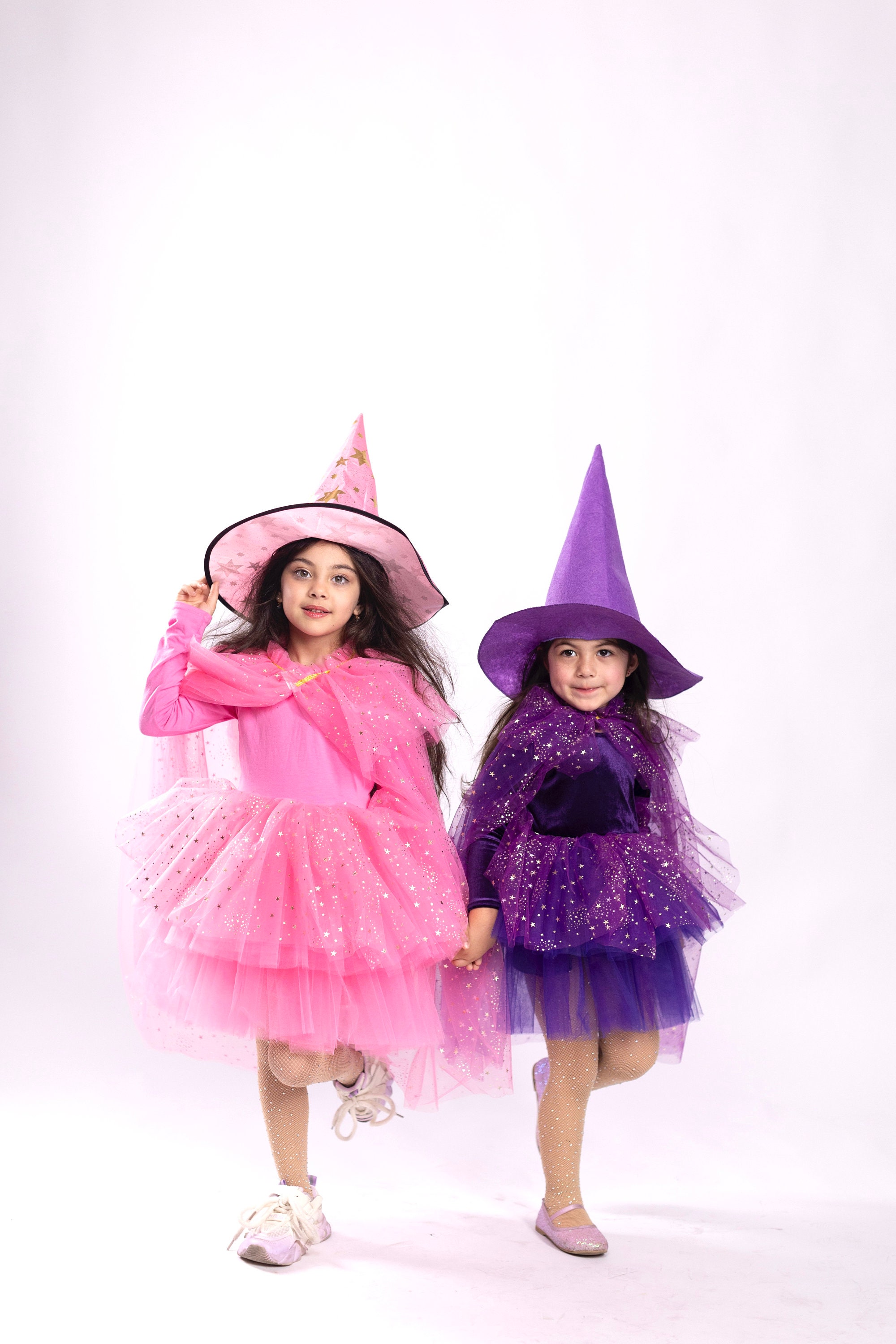 pink witch dress Kids Starry fairy witch costume Pink Purple Black whimsical witch , Kids halloween costume, girls witch costume baby halloween costume