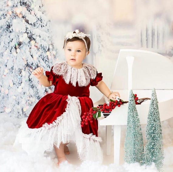 Winmany Baby Mädchen Weihnachtskleid Mit Spitze - Samt Tutu Kleid Für Weihnachten
