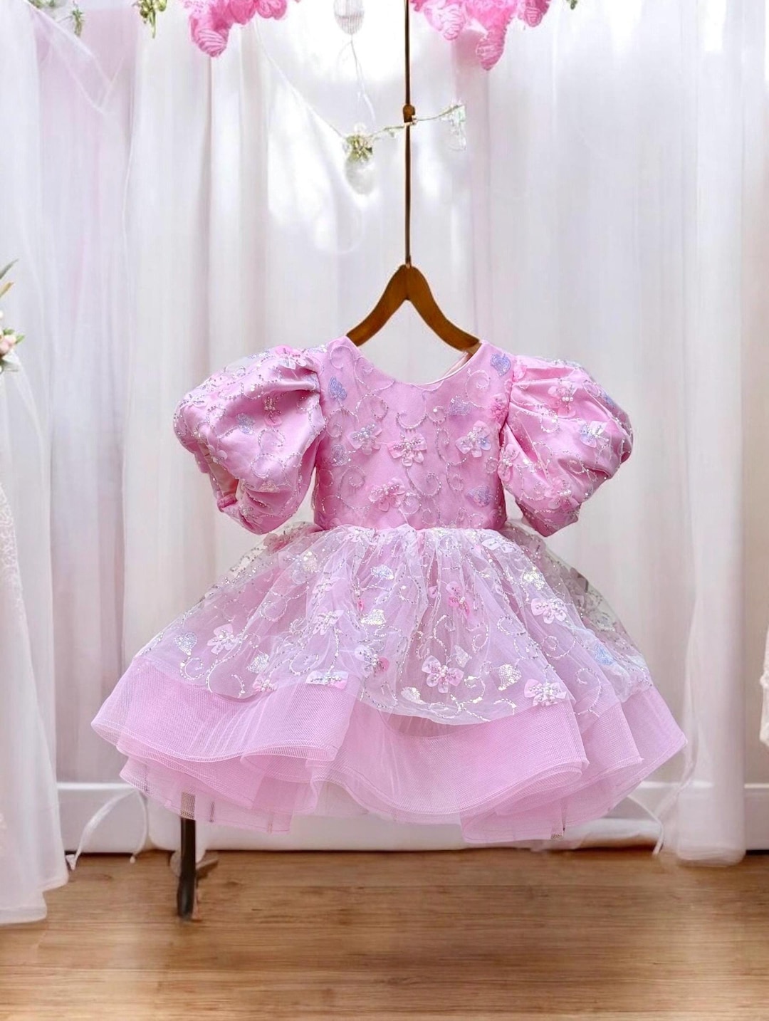 New Arrival Baby Girl Dress In Glasses Design Pink Color