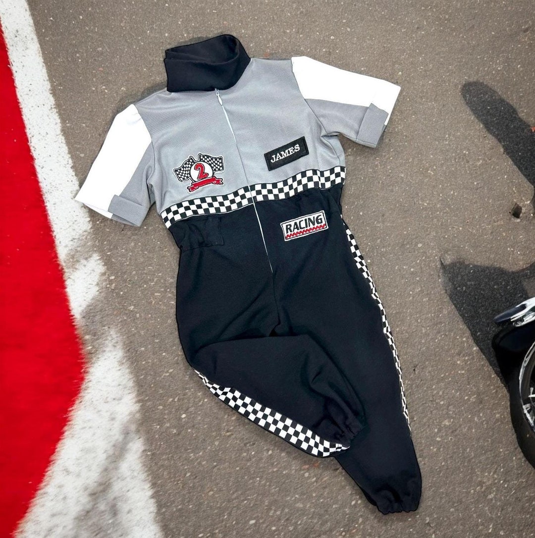 Kids Custom Name and Number Gray Racing Suit Birthday Costume Outfit ...