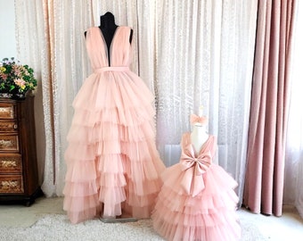 Madre hija a juego vestido de tul, mamá y yo a juego cumpleaños boda vestido de ocasión especial, vestido familiar a juego vestido de madre niña