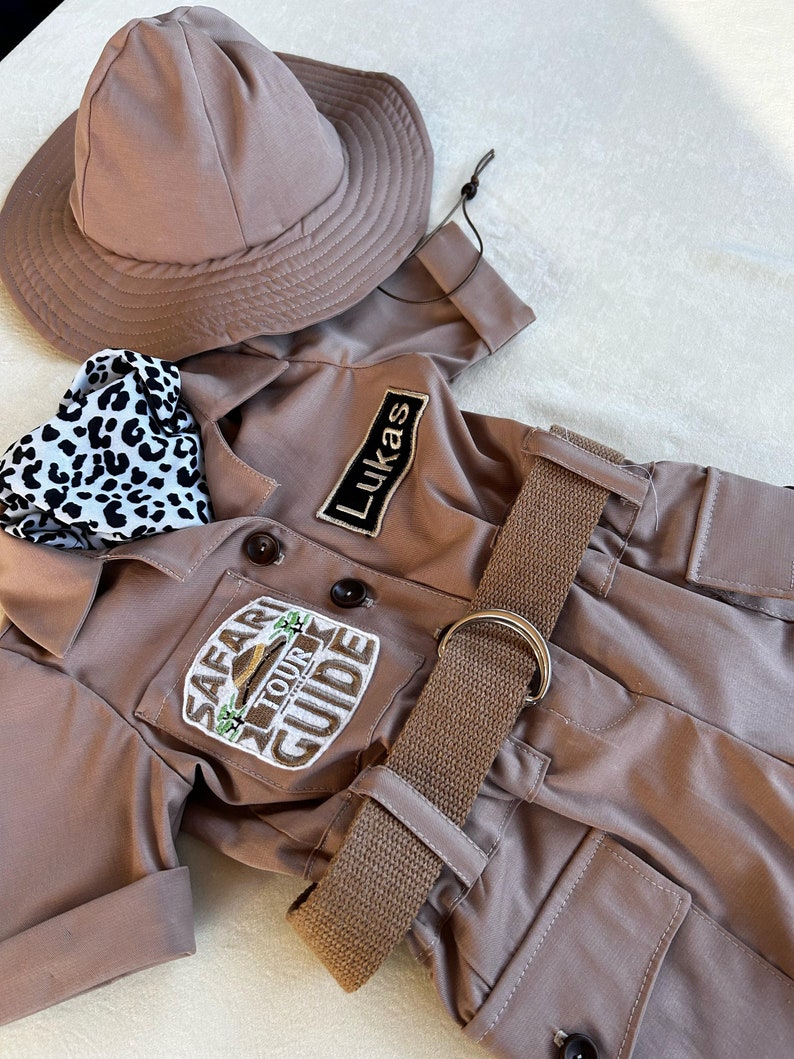 Safari Guide Patch Kids Custom Name Safari Outfit Jumpsuit, Baby Boy Girl Safari Theme ...