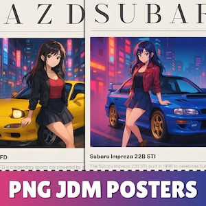 Vintage JDM Cars PNG-bundel: streetwear-graphics (digitale download)