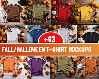Halloween Bella Canvas 3001 Mockup Bundle | Fall T-Shirt Mockups (Digital Download)