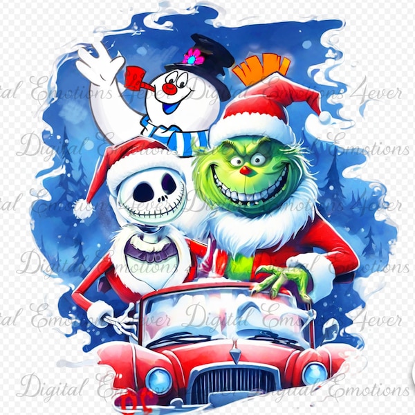 Christmas Losers, Frosty The Snowman, The Grinch, Jack Skellington, Merry Christmas, Christmas Sublimation PNG image DTF