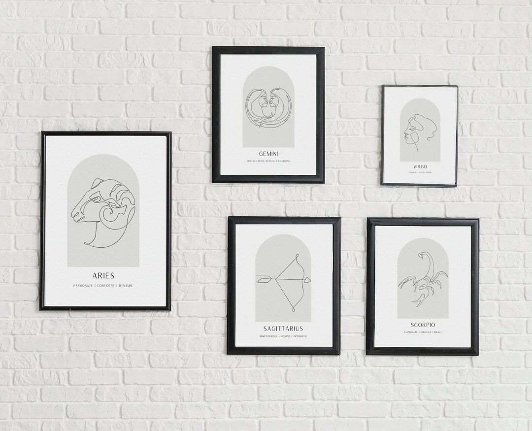 Astrology Wall Prints Line Art Decor Wall Art Set Etsy