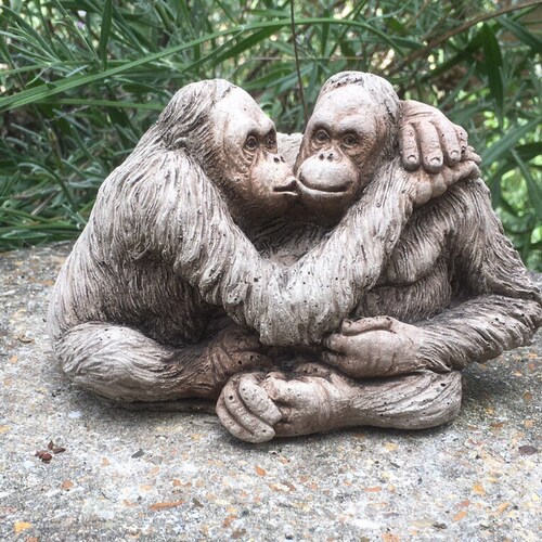 Orangutan couple - garden ornament - hand cast