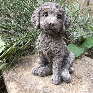 Cockapoo dog statue - garden ornament  - hand cast