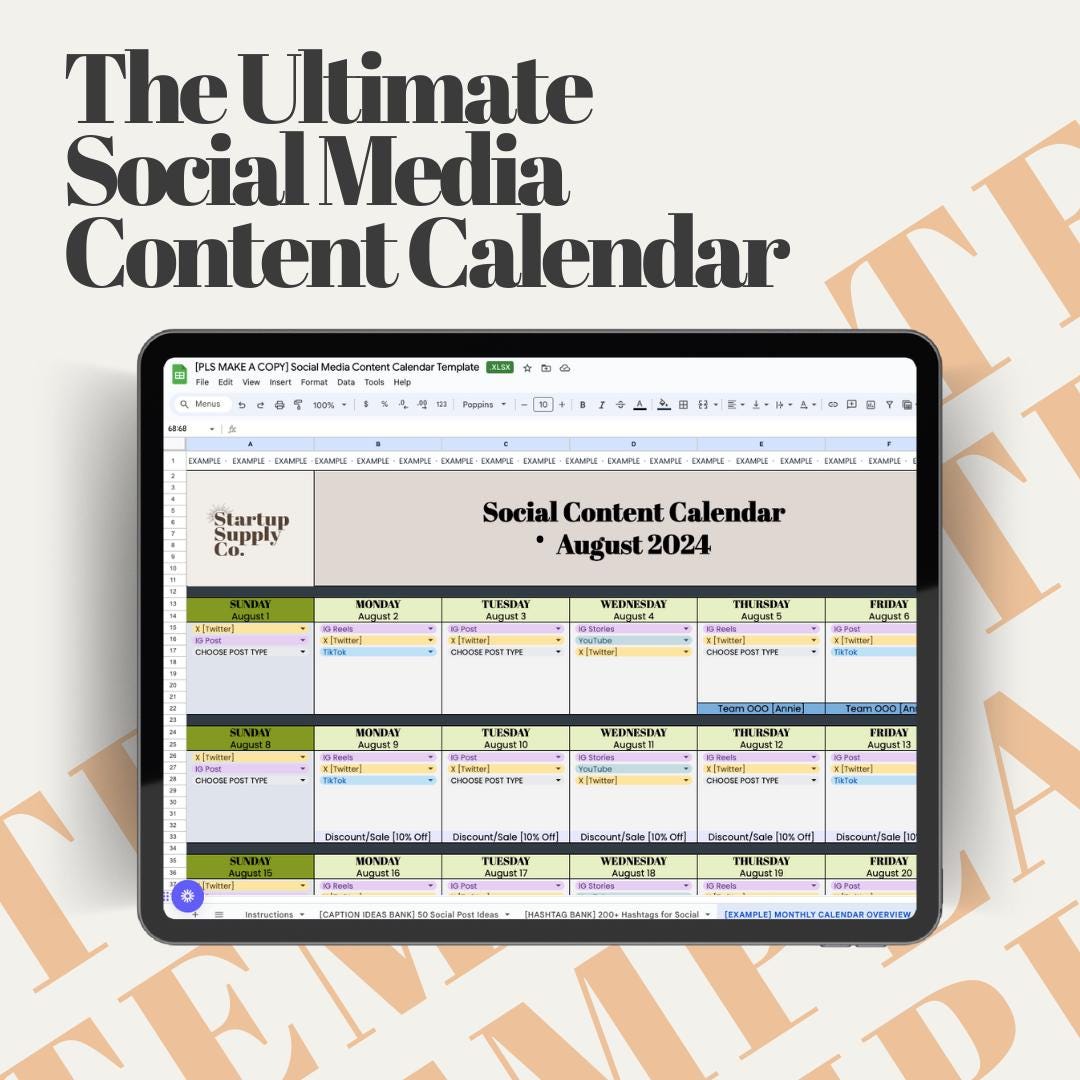 Social Media Calendar Template • Google Sheets Template • Free Social ...
