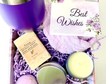 Relaxation Spa Gift Box for her, Friendship gift, with personalized tumbler cup, Self care package hygge gift box, Free shipping
