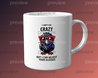 Funny Raven with Glasses Clipart: Optometry Design (Digital Download)