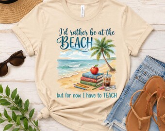 Teacher PNG, Beach Summer Sublimation Design, Watercolor Art (Digital Download)