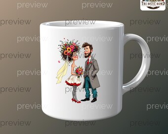 Cartoon Wedding Clipart – Bride and Groom Illustrations (Instant Download)
