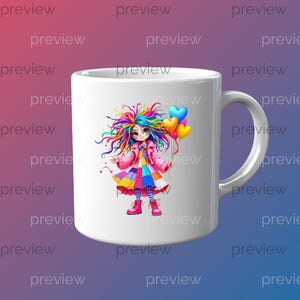 Rainbow Girl Clipart – Cartoon Character Graphics (Instant Download)