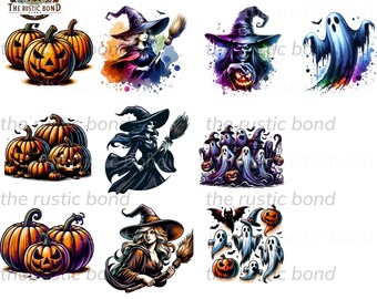 Hexen-Geister-Kürbis-Halloween-Clipart PNG - Instant Download Sublimation Design