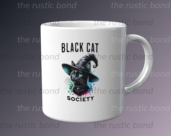 Black Cat Witch Hat Digital Art Print - Instant Download Printable Halloween Decor, Tshirt  PNG