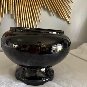 vintage frankoma black pottery vase/ planter 5 1/2 inches tall