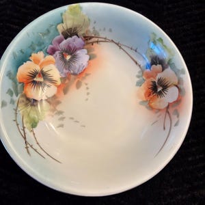 vintage Bavaria Tirschenreuth hand painted floral round porcelain bowl 9 1/2 inches wide