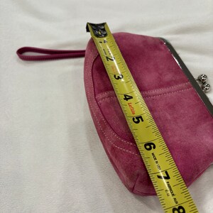 womens pink suede coach wristlet bag zdjęcie 10