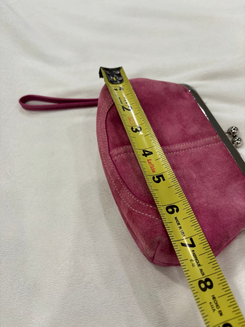womens pink suede coach wristlet bag zdjęcie 10