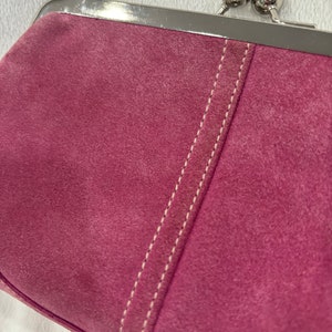 womens pink suede coach wristlet bag zdjęcie 5