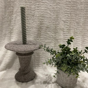 Vintage vanguard accents USA 624 gray and black stoneware pottery candle holder 8 by 8 inches