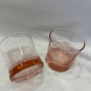 two vintage pink cocktail glasses