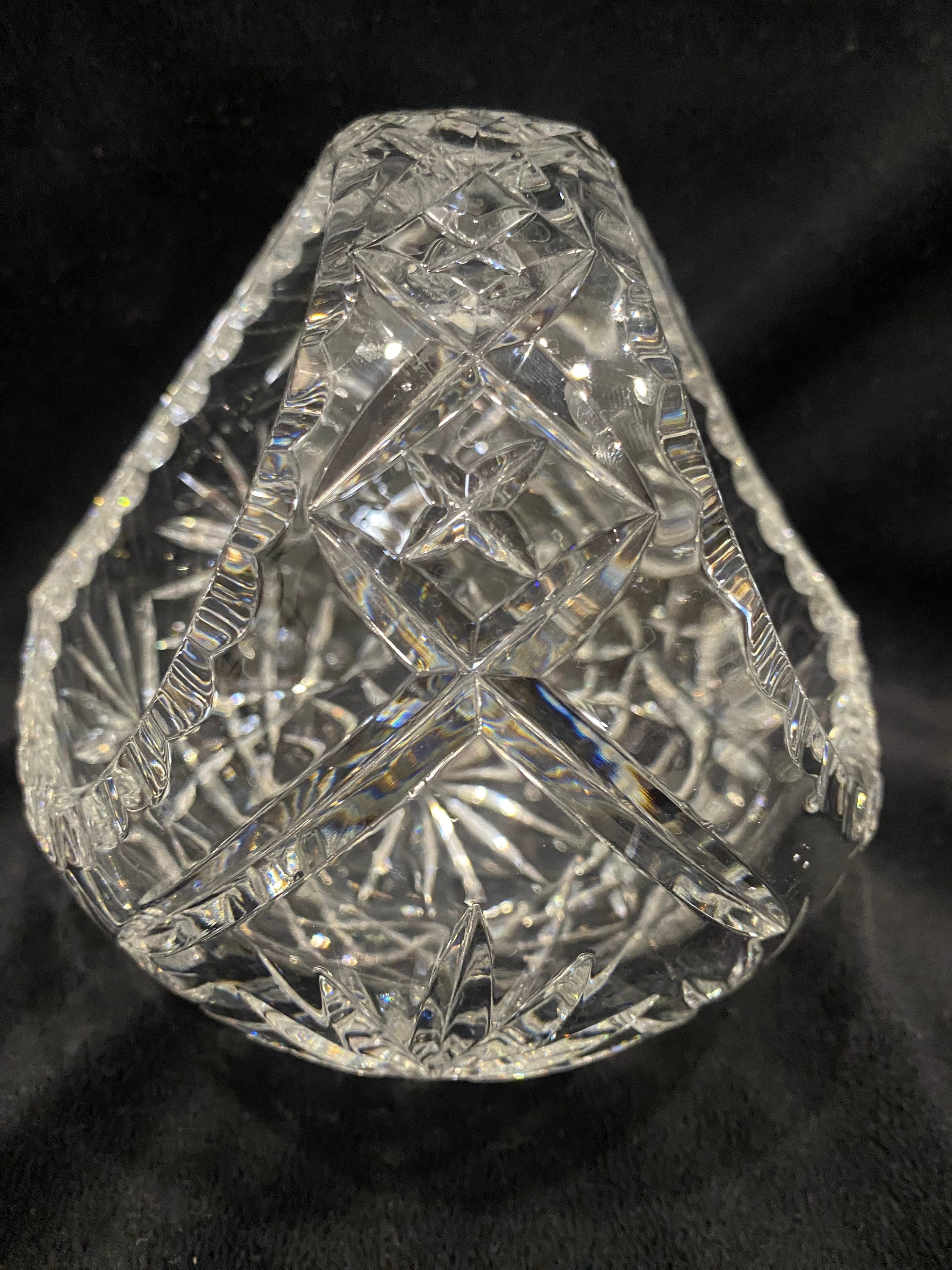 Antique Crystal Cut Glass Basket Candy Bowl. 5 1/2 by 5 1/2 Etsy