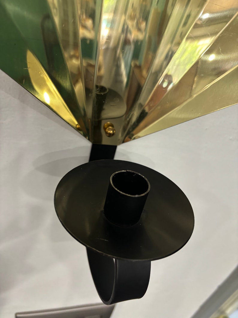 Mid Century Modern Black and Gold Metal Clam Shell Wall Sconce - Etsy