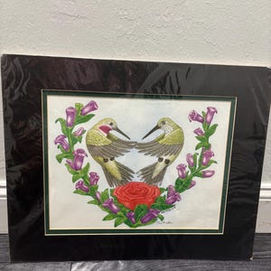 Paul stone limited edition “hummingbird heart” lithograph. signed, matted, dated. number 87 of 750. certificate of  authenticity