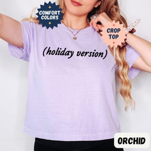 Holiday Version Comfort Colors Crop Top, Christmas Boxy Tee 3023, Merry and Bright, Tis the Season, Swiftie Gifts
