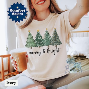 Comfort Colors Crop Top, Christmas Boxy Tee 3023,Holiday Crop Top,Custom Text Cropped Top, Merry and Bright,Tis the Season Group Concert Tee