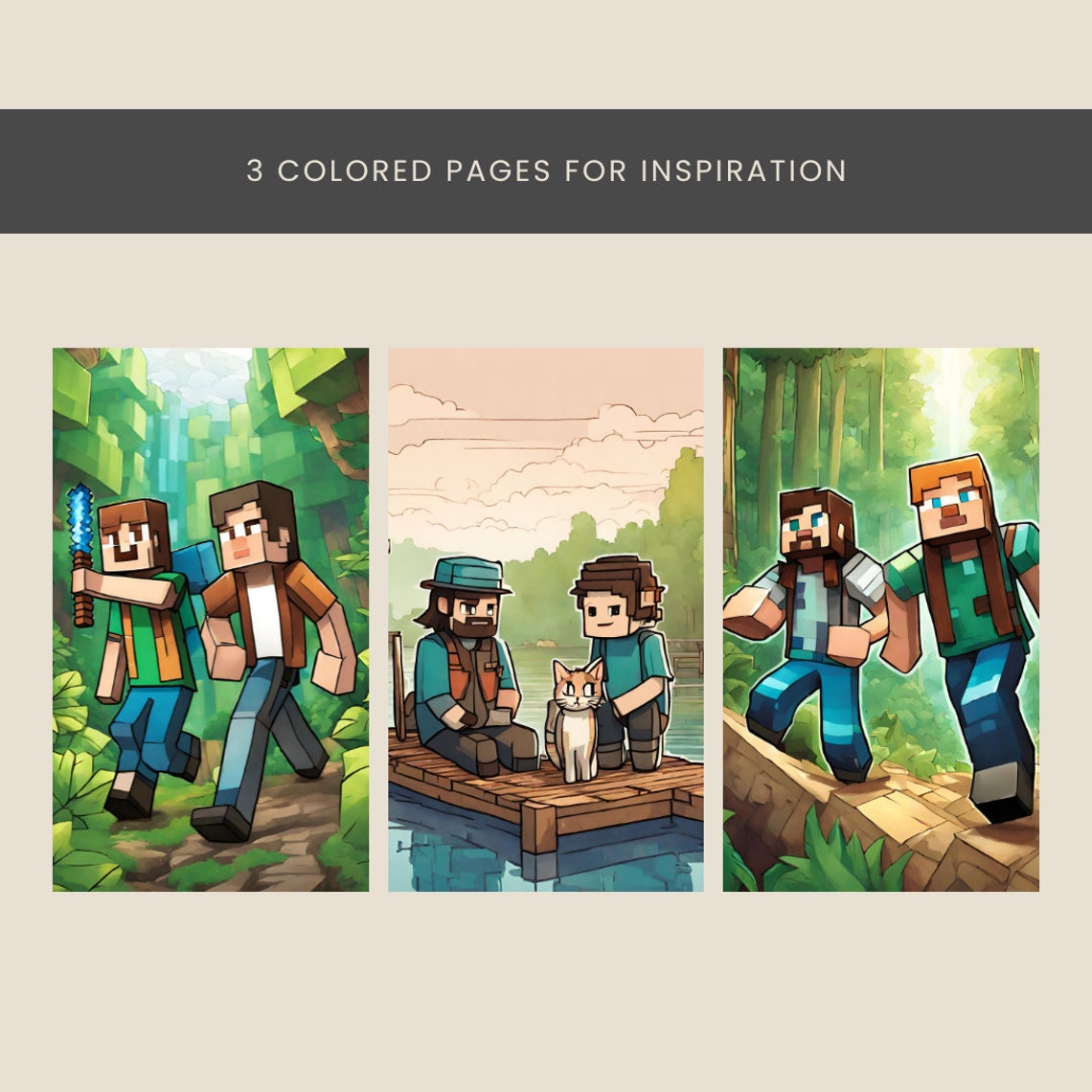 Cute Minecraft Coloring Book, Instant Download Digital Printable ...