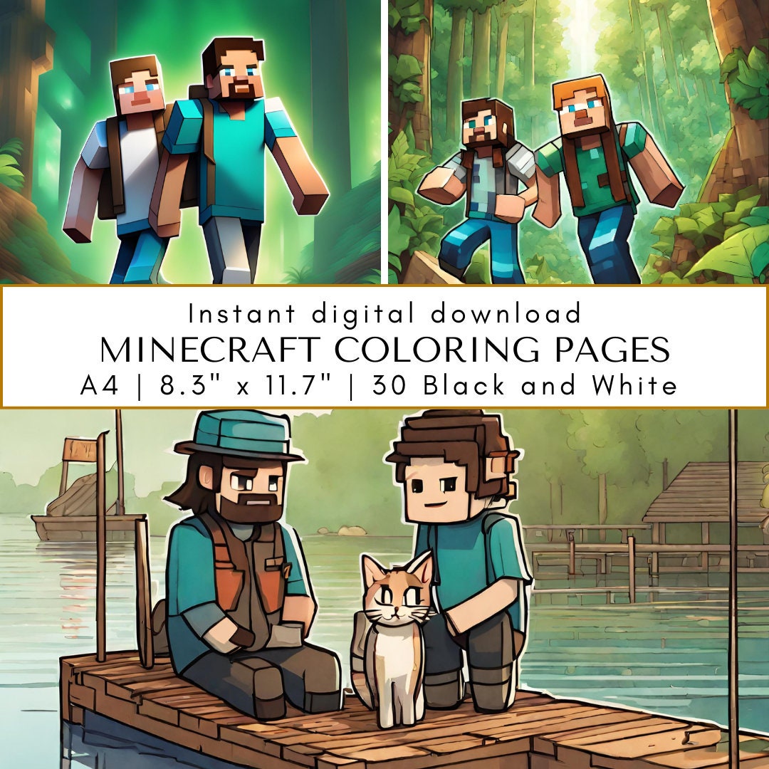 Cute Minecraft Coloring Book, Instant Download Digital Printable ...