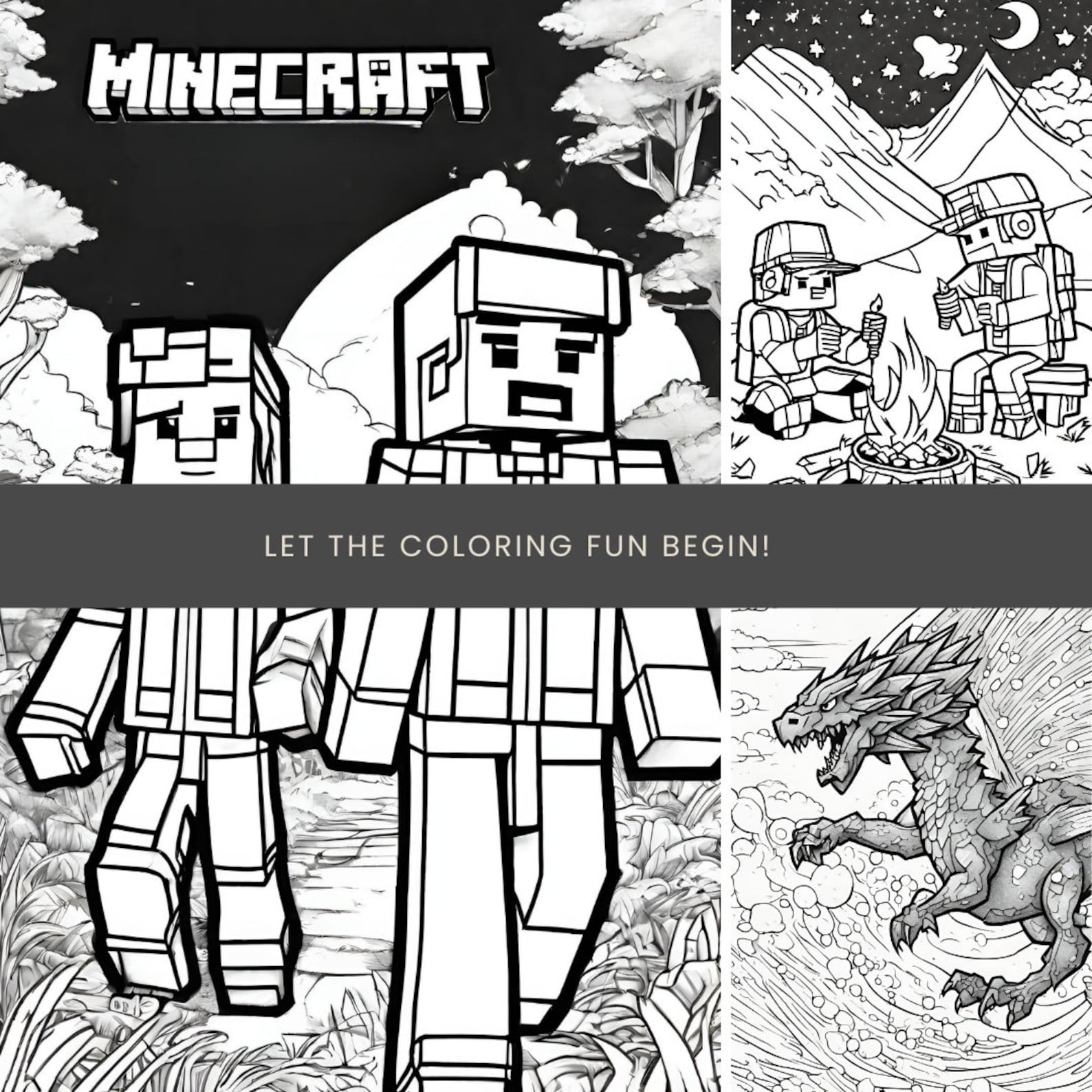 Cute Minecraft Coloring Book, Instant Download Digital Printable
