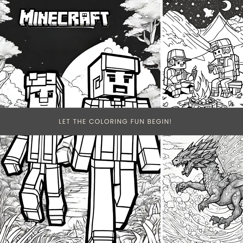 Cute Minecraft Coloring Book, Instant Download Digital Printable ...
