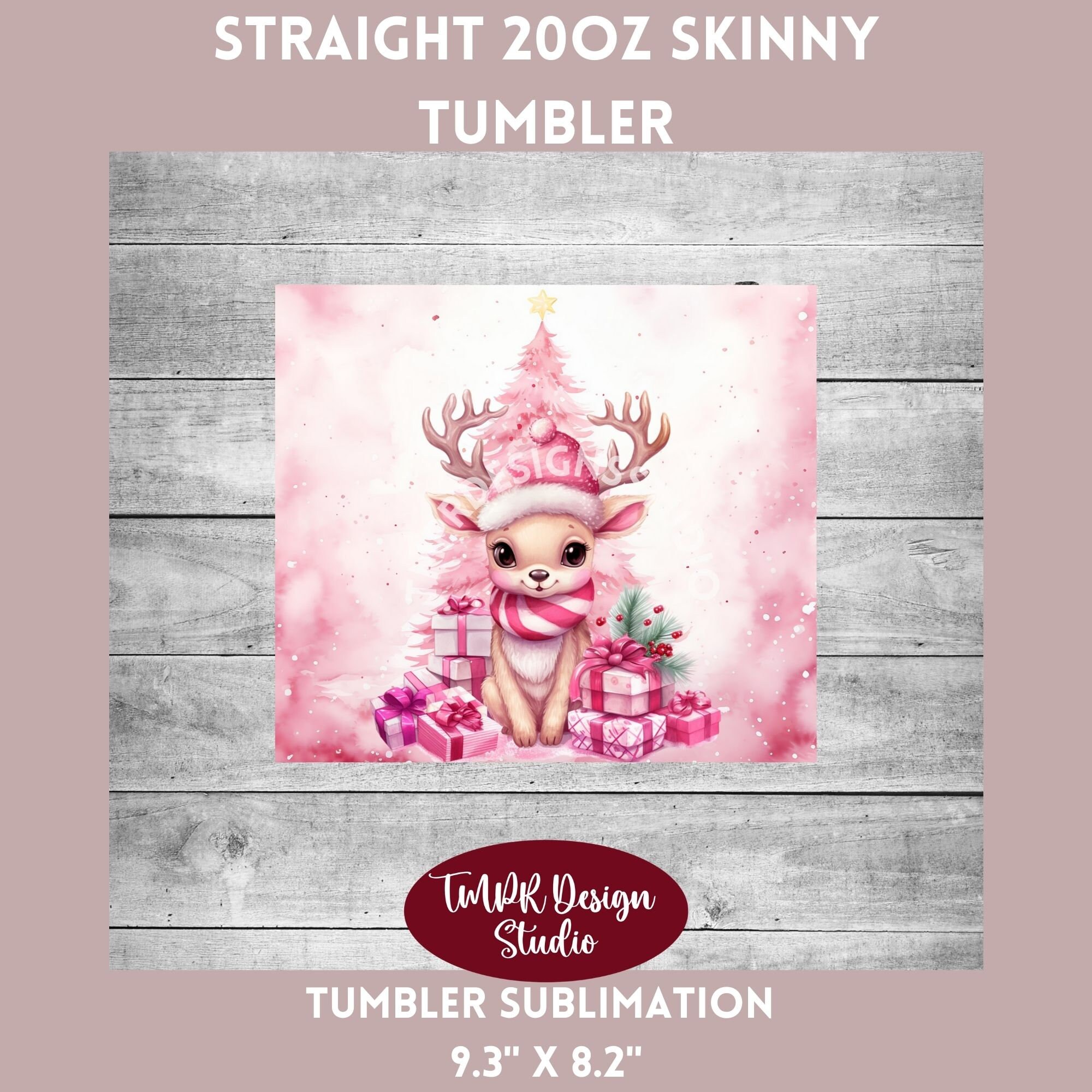 Pink Christmas 20 Oz Skinny Tumbler Wrap Sublimation Design - Etsy