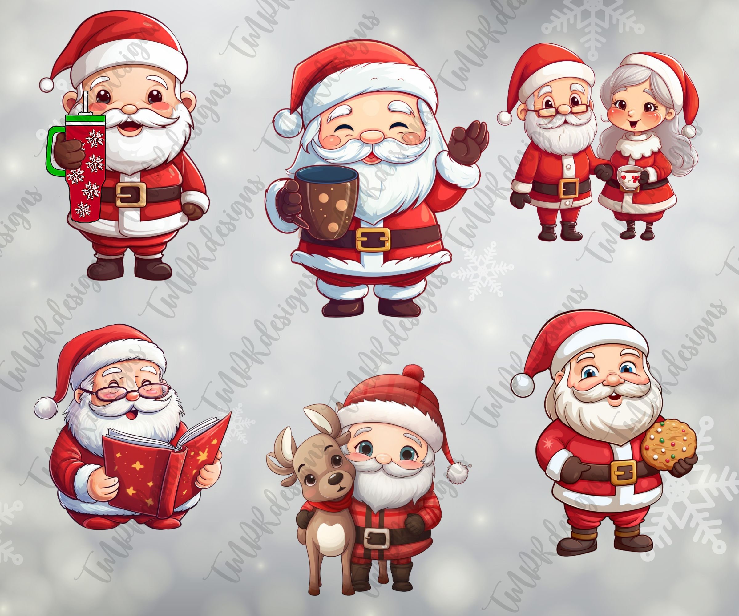 Cute santa clip art bundle santa with tumbler png bougie santa png