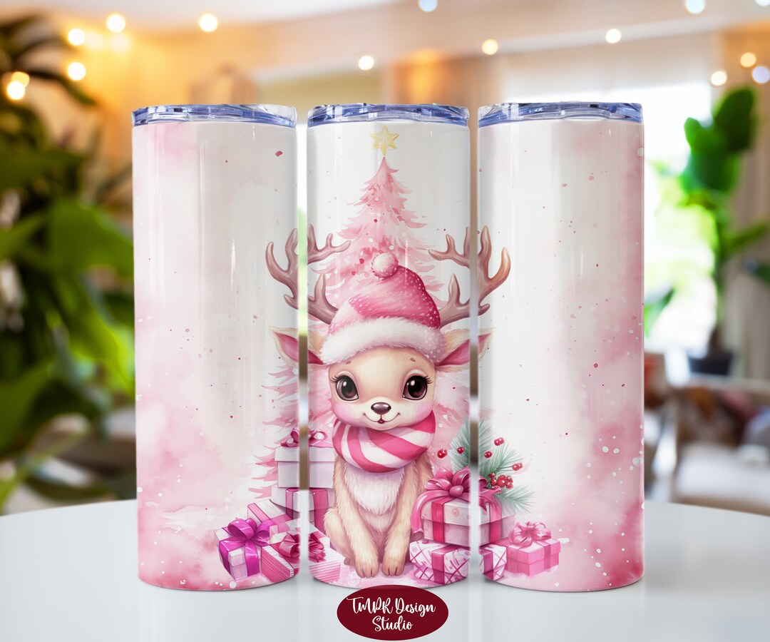 Pink Christmas 20 Oz Skinny Tumbler Wrap Sublimation Design - Etsy