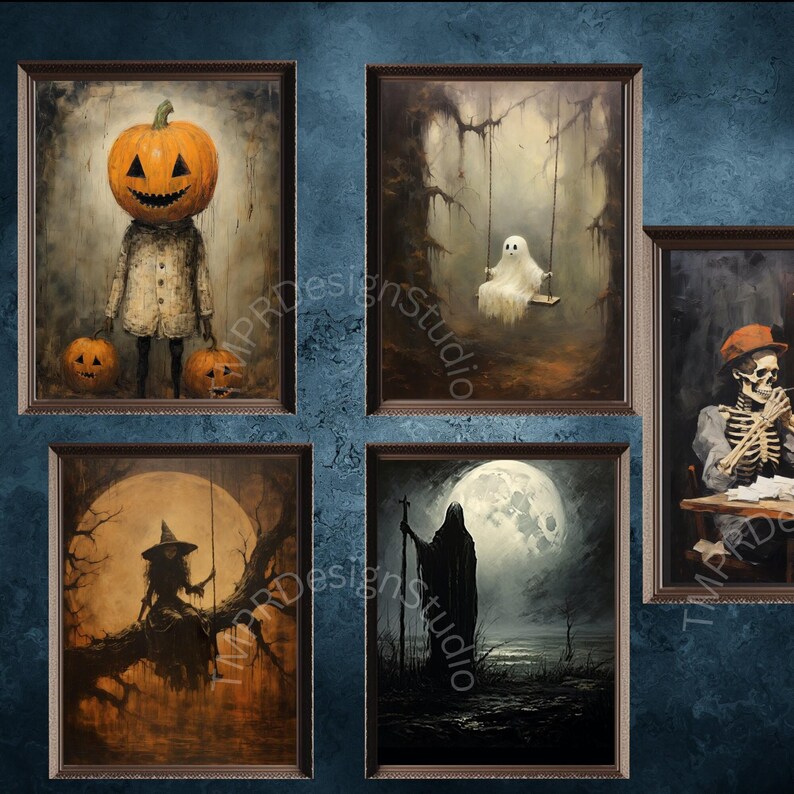 Dark and Moody Halloween Bundle 1, Set of 10 Prints, Printable Download
