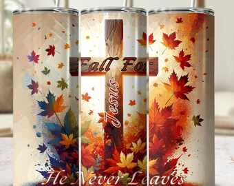 Fall For Jesus-tumblerwrap: Kristen sublimeringsdesign (digital nedladdning)
