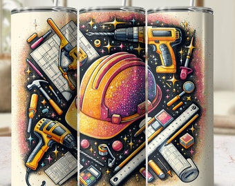 Construction Worker Tumbler | 20 Oz Skinny Tumbler Sublimation Design Png | Fathers Day Tumbler | Dump Truck Tumbler Wrap | Dozer Tumbler