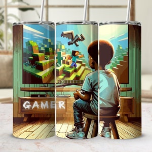 Game Tumbler Wrap | 3D Gamer Sublimation Designs | Gaming Accessories | Gift For Gamer | Mixed Media | Digital Paper Craft