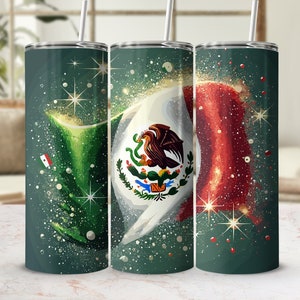 Emballage pour verres Mexique | Mexique PNG | Gobelet fin de 20 oz à motif drapeau mexicain | Gobelet 20 oz | Gobelet mexicain | PNG mexicain