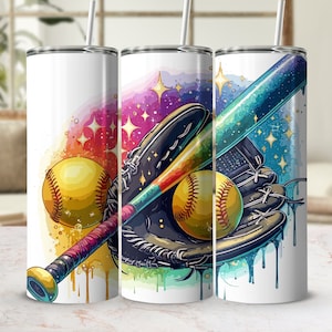 Personalized Softball Tumbler Wrap: 20 Oz Skinny Sublimation Design (Digital Download)